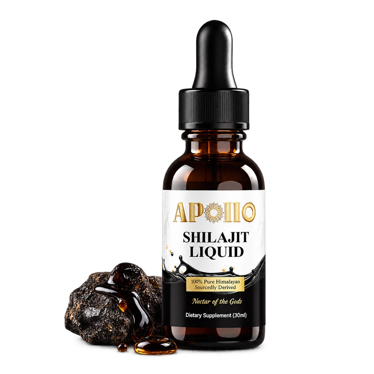 Apollo Shilajit Liquid, 30 ml dropper bottle